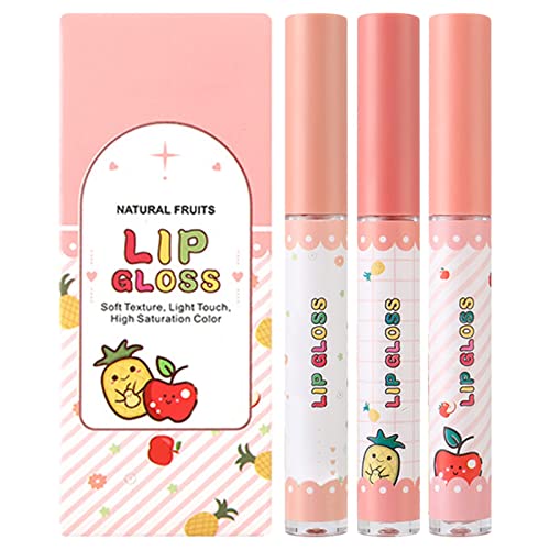 WGUST Блясък За устни Материал Кадифе Розова Глазура За устни Антипригарная Чаша Комплект от Три Плодове Блясък за устни