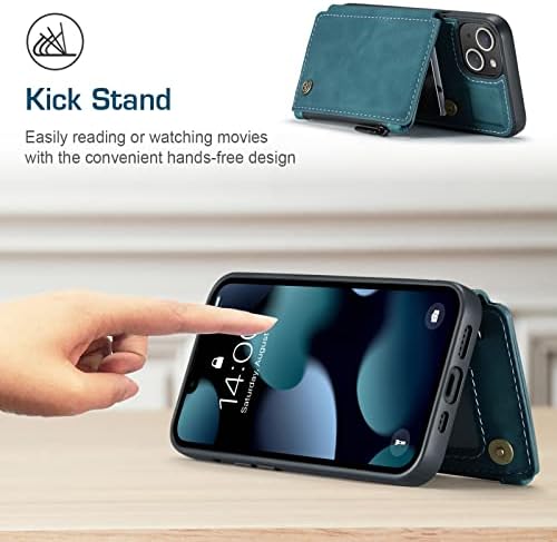 Чанта-портфейл Kowauri за iPhone 13 Mini, Чантата за двойна Магнитна закопчалка цип, за Носене-портфейл от Изкуствена