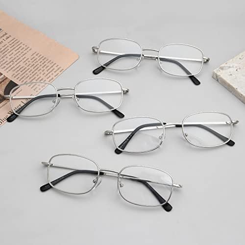 Eyekepper 4 Чифта Очила За Четене В Метална Сребриста Рамка + 2,25 Очила за Четене с кутия пролетта Вериги за Мъже И Жени За Четене