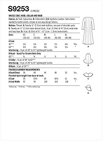 Комплект костюми Simplicity за мъже и жени Чумной д-р на Хелоуин и Cosplay, Код 9253, Модел за шиене, Размери XS-XL,