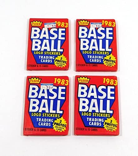 Партия (4) Запечатани восъчни опаковки за бейзбол Fleer 1983 година на издаване (до 15 карти в пакета) - Восъчни опаковки