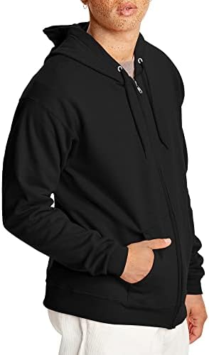 Мъжки hoody Hanes, Руното hoody EcoSmart с качулка на цип Отпред, Памучен Руното Hoody с качулка с цип със средна плътност