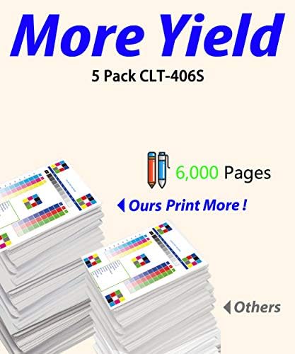 Подмяна на касетата с тонер за принтер, съвместим с ColorPrint CLT406S, от 5 опаковки за Samsung 406S CLT-406S Работи с принтер CLP-365W Xpress SL-C410W SL C460FW CLX-3305FW CLX-3306W CLP-360 CLP-368 (2BK, 1В, 1M, 1Y)