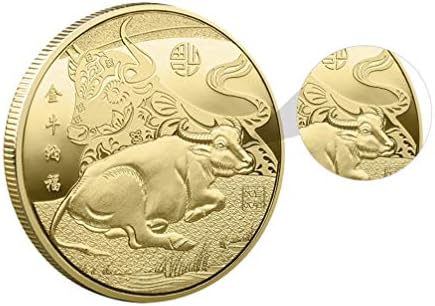 KESYOO 2 елемента 2021 година е Година на Бика Възпоменателни Монети Китайската Нова Година Монети Фън Шуй Монети за