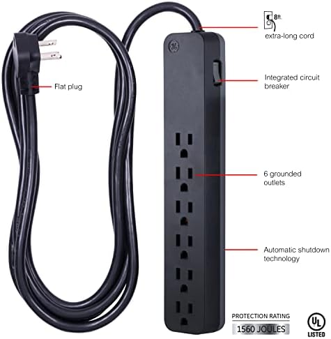 Аксесоари Philips Кабел USB Type C дължина 3 метра, 2 броя, кабел за бързо зареждане на червена оплетке от USB-C-USB-C и мрежов филтър GE Pro 6 контакти, 45170