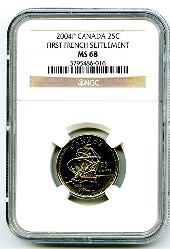 2004 P Канада 25 Цента Първото тримесечие на Френски селища, сертифициран Кралския монетным двор на Канада НАСЕЛЕНИЕ