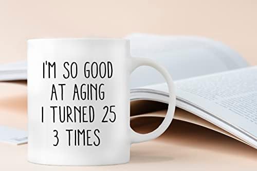 QASHWEY АЗ Така добре се Справя С процеса на Стареене, Навърших 25 3 Пъти, Чаши за Кафе, Хумор, Сарказъм, Подаръци за