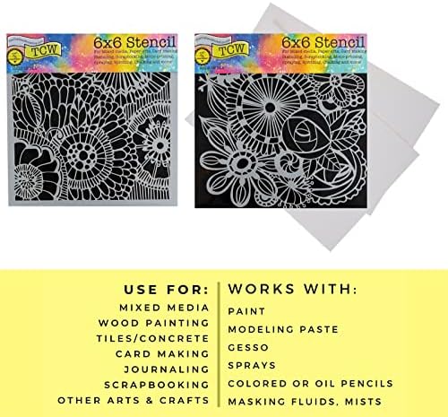 The Crafters Workshop Цветни Листове - Набор от Абстрактни шаблон за смесена техника, Текстурата на Шаблони за рисуване върху платно | Набор от шаблони на тема Ботаническата ?