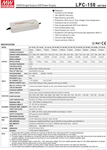 [PowerNex] Led захранване Mean Well ЗЗК-150-500 300V 500mA 150W с един изход