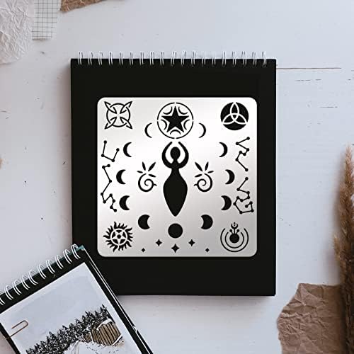 FINGERINSPIRE Викканский Метален Шаблон с Квадратни Символи на Вещици 6,14 инча, Шаблон от Неръждаема Стомана, Viking,