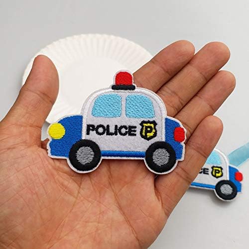 3 х 2,3 12 бр. Синя Полицейска кола Желязна Пришитая Бродирани Ленти Апликация Машинна Бродерия Ръкоделие Детски Проект За Момчетата На Рожден Ден