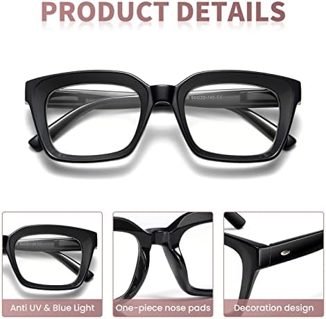 miyya, 6 опаковки, Модни Очила за четене за жени, блокер синя светлина /които предпазват от ултравиолетовите, Извънгабаритни Квадратни очила с пружинным тръба на шарни