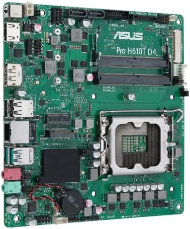 Дънна платка ASUS Pro H610T D4-CSM LGA 1700 (Intel 12-то поколение Intel vPro), оптимизиран за търговска употреба (PCIe 4.0, ДП, LVDS, SO-DIMM DDR4, USB 3.2 Gen 2, слот M. 2 E, ядрото Q LED, ASUS Control Center Express).