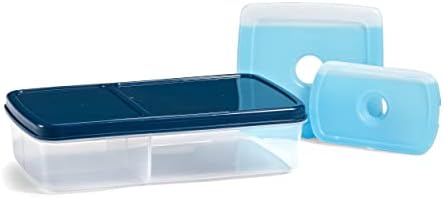Fit + Fresh Multi-Flex Bento Box, за многократна употреба, Адаптивна Вертикална кутия за обяд с 2 Тънки пакети лед, идеален