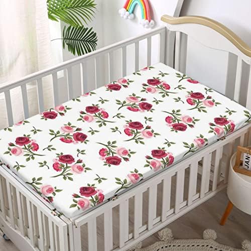 Чаршаф за легло в розово тема, Стандартен чаршаф за матрак на детско креватче Меки и дишащи кърпи-Отлични за стая на момче или момиче, или на детето, 28 x 52, Бледо Розов