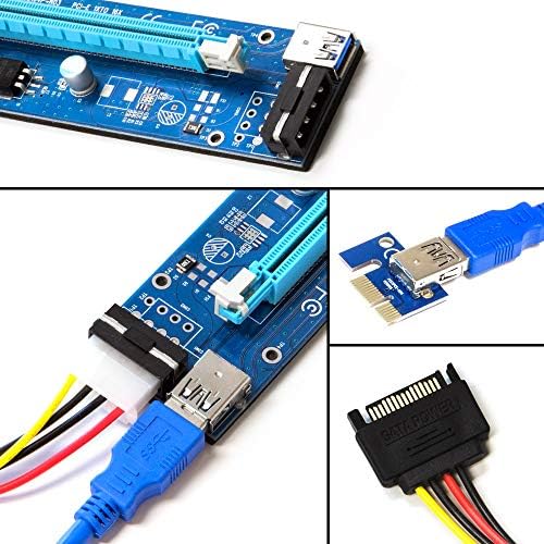 Адаптер, PCIe Странично Card 4 Pin Molex 1x-16x За Майнинга Удължител GPU Странично Card 4 Pin Molex PCI-E-SATA Кабел