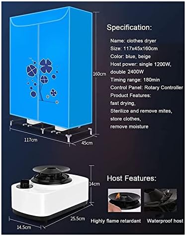 Простор за дрехи с електрически нагревател, 2400 W, с Голям Капацитет 40 кг/88 паунда, Енергоспестяващи Сушилни за сушене