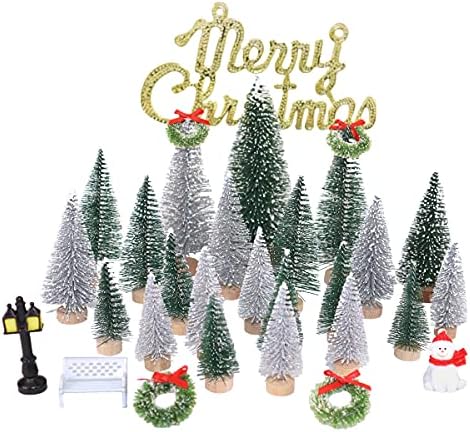 UNIPRIMEBBQ Мини Миниатюрни Коледна Борова Елха Бутылочная Четка Дървета, Дървени Основи на Дърво за вашия Селски Работния