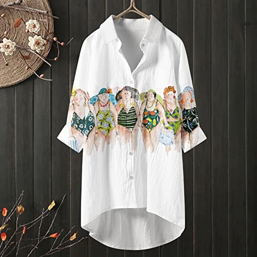 Блузи с дълъг ръкав за момичета, Есен-Лято, с Черепашьим деколте, с Цветен Модел, Жена Топ Копчета 2023 KH