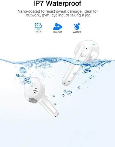 Безжични слушалки в ушите, Слушалки aiskding Bluetooth 5.3, ушите Bluetooth Hi-Fi Стерео С Вграден 4 микрофони, Безжични