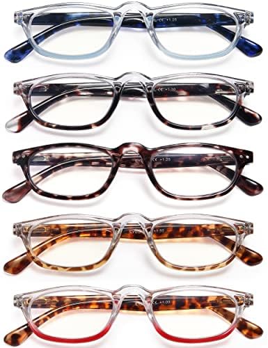 YTDBNS 5 опаковки Очила за четене, Блокиране на Синя Светлина за Мъже И Жени, очила за четене, Защита От Пренапрежение на очите/UV-лъчи, на слънчеви Очила с Пружинным тръб