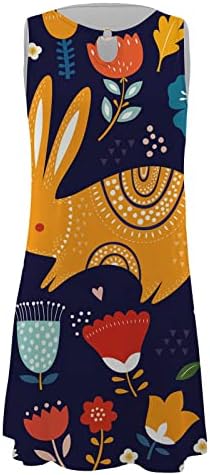 Великденско Рокля за Жените 2023, Лятно Секси Рокля Без Ръкави в стил Бохо Midi в Хавайски Стил, с Цветен Модел, с Плажна