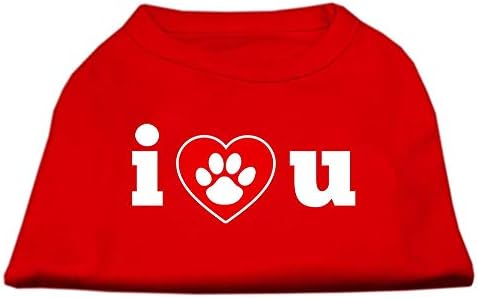 Mirage Pet Products 12-Инчов Тениска с Трафаретным принтом I Love U за домашни любимци, Среден размер, Червен