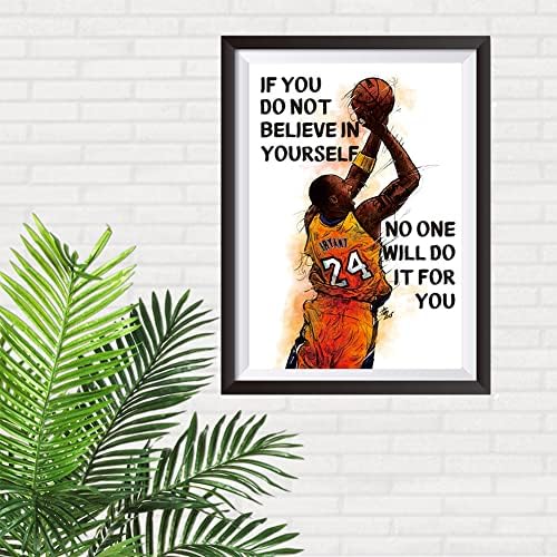 Легендарният плакат с баскетболна суперзвезда 16x24 Стенен артистични щампи, манталитет Mambas, вдъхновяващи баскетболист,