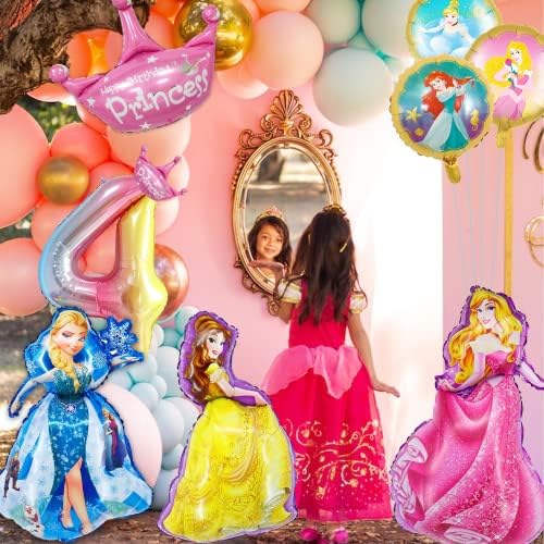 Украса за парти на Принцесата за момичета от 4 години, Балони от фолио във формата на Короната, Украса за Рожден Ден,