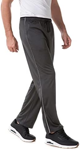 Мъжки спортни панталонът е прав със Светлоотразителни ивици, панталони за джогинг с еластичен ластик на кръста и джобове с цип, Сиво и B XXL), Сиво и черно