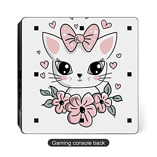 Стикер върху кожата игрова конзола PS4 Slim защитно покритие Цветето Сладък Котка Коте Карикатура PS4 Slim конзола и