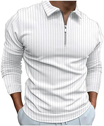 Мъжки Ризи Поло WOCACHI 2022, Реколта Блузи за Голф в Ивица в Рубчик с Дълъг Ръкав, Градинска Ежедневни Дизайнерска Риза