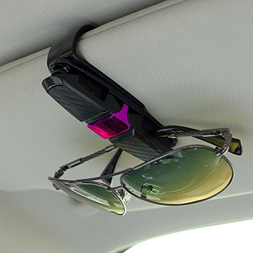 FineGood 2 Опаковки за Притежателите на точки за Слънцезащитен козирка на автомобила, слънчеви очила, щипка за очила с клипс за стойността на карти - Черно + Розово