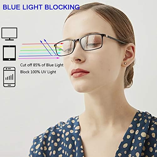 YTDBNS Очила за четене със заключване синя светлина - 2 опаковки ридеров за мъже и жени, правоъгълни компютърни очила