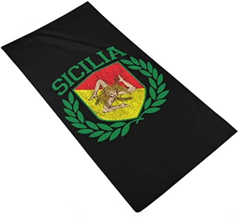 Сицилиански Флаг на Щита с Лаврами Кърпи За Ръце, Кърпа За Миене на Лице и Тяло, Мека Гъба с Приятен Принтом за Баня, Кухня, Хотел