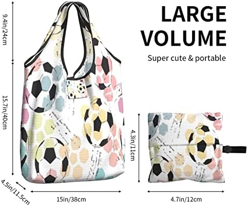 Кухненски Торби за Многократна употреба за продукти Футбол-Soccer-Акварели Чанти За Пазаруване, Миещи Сгъваеми Чанти За Носене, Подаръчни торбички-Тоут, Трайни