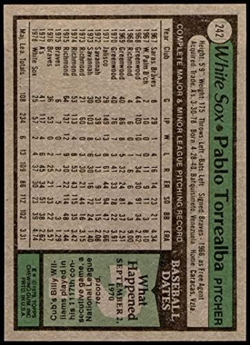 1979 Топпс 242 Пабло Торреальба Чикаго Уайт Сокс (бейзболна картичка) NM/MT White Sox
