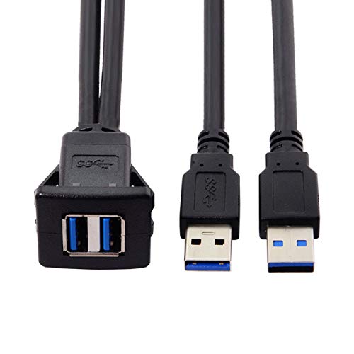 xiwai 1 м Водоустойчива Двойна USB 3.0 Удължител с Капаче Авто AUX Кабел за табло