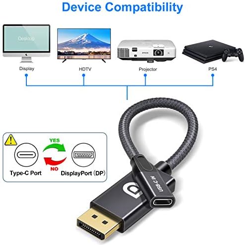 Кабелен USB адаптер C за да се свържете към конектора DisplayPort, Конвертор USB Type C 3.1 Input ДП Output, Адаптер