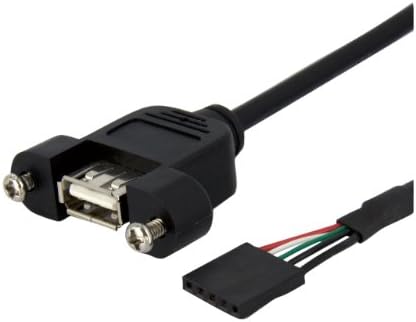 StarTech.com USB кабел за закрепване на панел с дължина 3 метра Кабел USB A за свързване към дънната платка F/F - USB-A-Конектор за свързване към USB адаптер-USB-A (F), 3 фута (USBPNLAFHD3), чер?