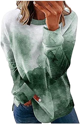 NOKMOPO / Дамски Ризи, Всекидневни Модерен Пуловер с дълъг ръкав и кръгло деколте и Принтом, Тениска, в началото на Пролетта