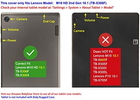 BobjGear Bobj Здрав калъф за таблет Lenovo Tab M10 HD 2-ро поколение 10,1-инчови модели TB-X306F, TB-X306X, подходящ