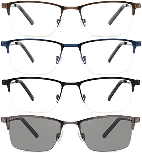 Мъжки слънчеви очила за четене CRGATV, 4 опаковки, Блокиране на синята светлина, като половината от рамки за очила, Широки