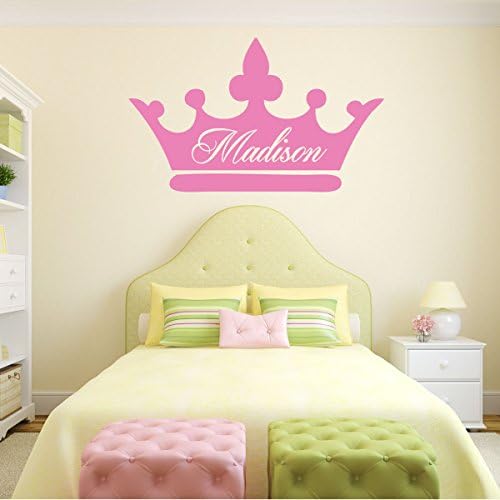 Декор на стените в стаята - Crown принцеса с индивидуални име, Винилови Стикери-прозорец винетка за дома в спалнята,