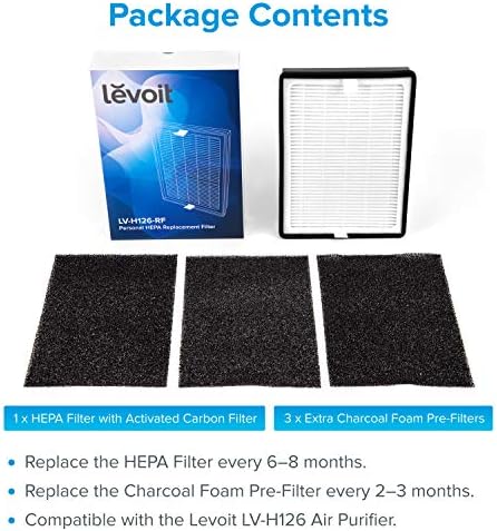Пречистване на въздуха LEVOIT за спални, HEPA филтър и заменяеми филтър за въздушен филтър, съвместим с почистване на