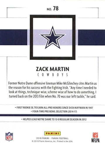 2018 Панини Футбол NFL 78 Официалната търговска карта на Tony Martin Dallas Cowboys
