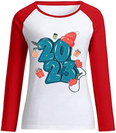2023 честита Нова Година, Дамски Блузи С Дълъг Ръкав, Сладък Пуловер със Заек, Hoody, Модни Риза Raglan Със Заек, Туника,
