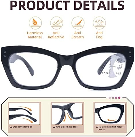 LOVIVY 3 Опаковки Прогресивно Многофокусных Очила за Четене, за Жени, Мъже Стилните Компютърни Мултифокална Ридеры със