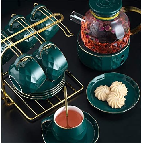 Комплект чаени саксии с цветя модел в скандинавски стил, кана с нагревател, кана с варени плодове, английска Керамична