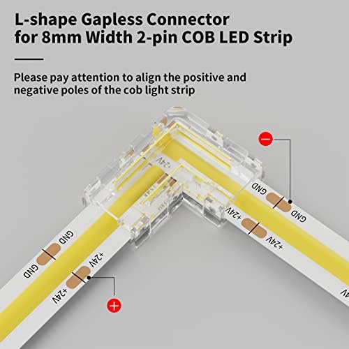 8 мм Жак COB, 8 бр. L-Форма /Ъглов конектор, Непроводные Скоби, Удължител за клемм адаптер без запояване, 2 бр. Прозрачни Конектори, без пропуски за led полосовых тела са на